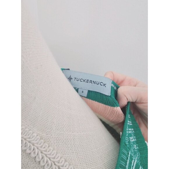 Tuckernuck Stevie Knit Sweater Color Blocked Striped V-Neck Ribbed Midi Dress S - Picture 11 of 12